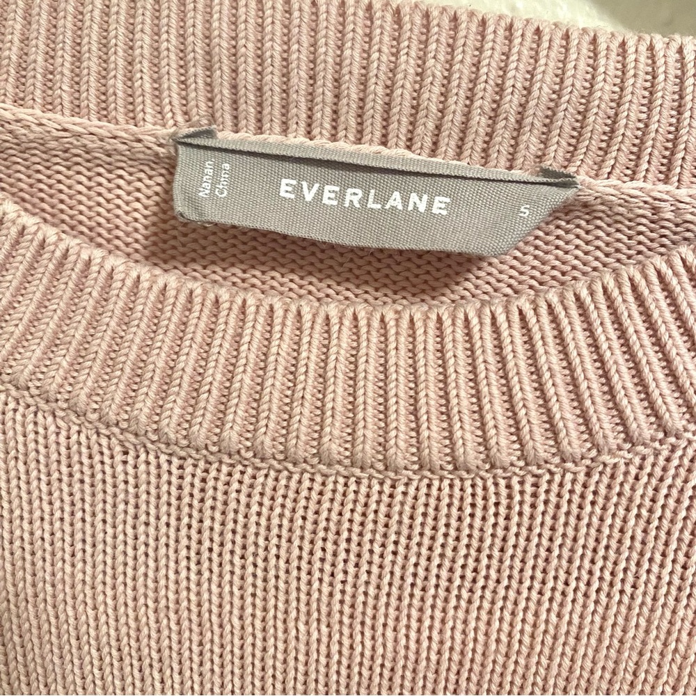Everlane The Soft Cotton Square Crew Knit Sweater Blush Pink Size Small - Picture 5 of 7